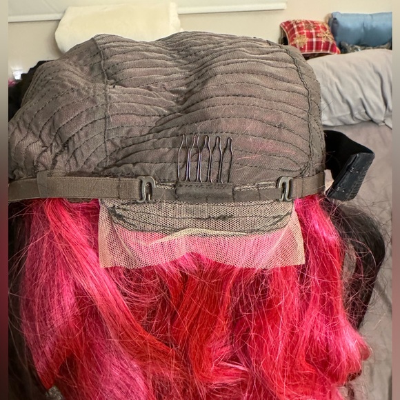 Human Hair Wig Dark Brown/Pink - Picture 9 of 14
